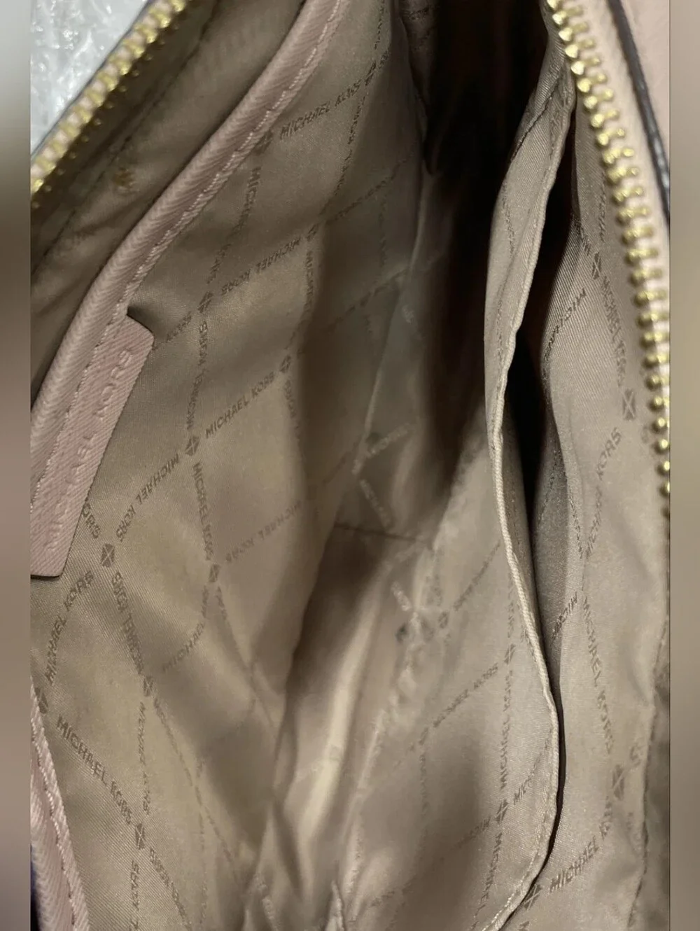Michael Kors Blush Crossbody Camera Bag with Pom Pom *ink Stain